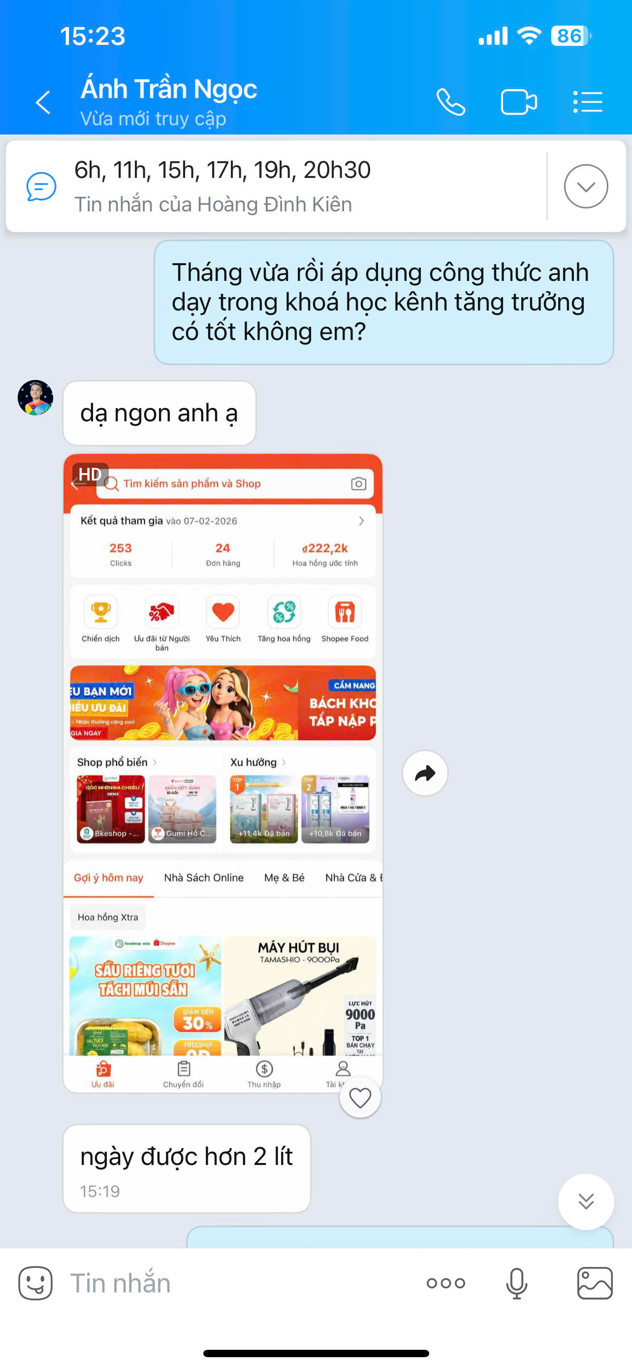 Kết quả Ánh Trần Ngọc - Tăng trưởng kênh