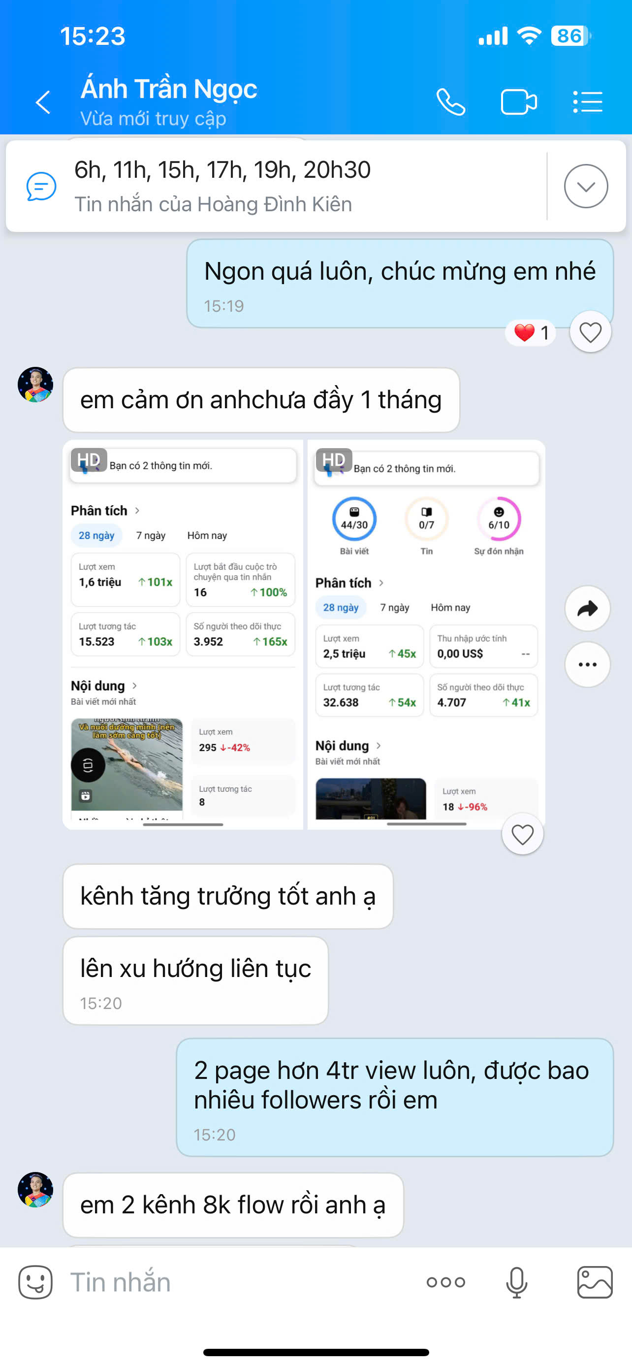 Kết quả Ánh Trần Ngọc - Analytics kênh 1
