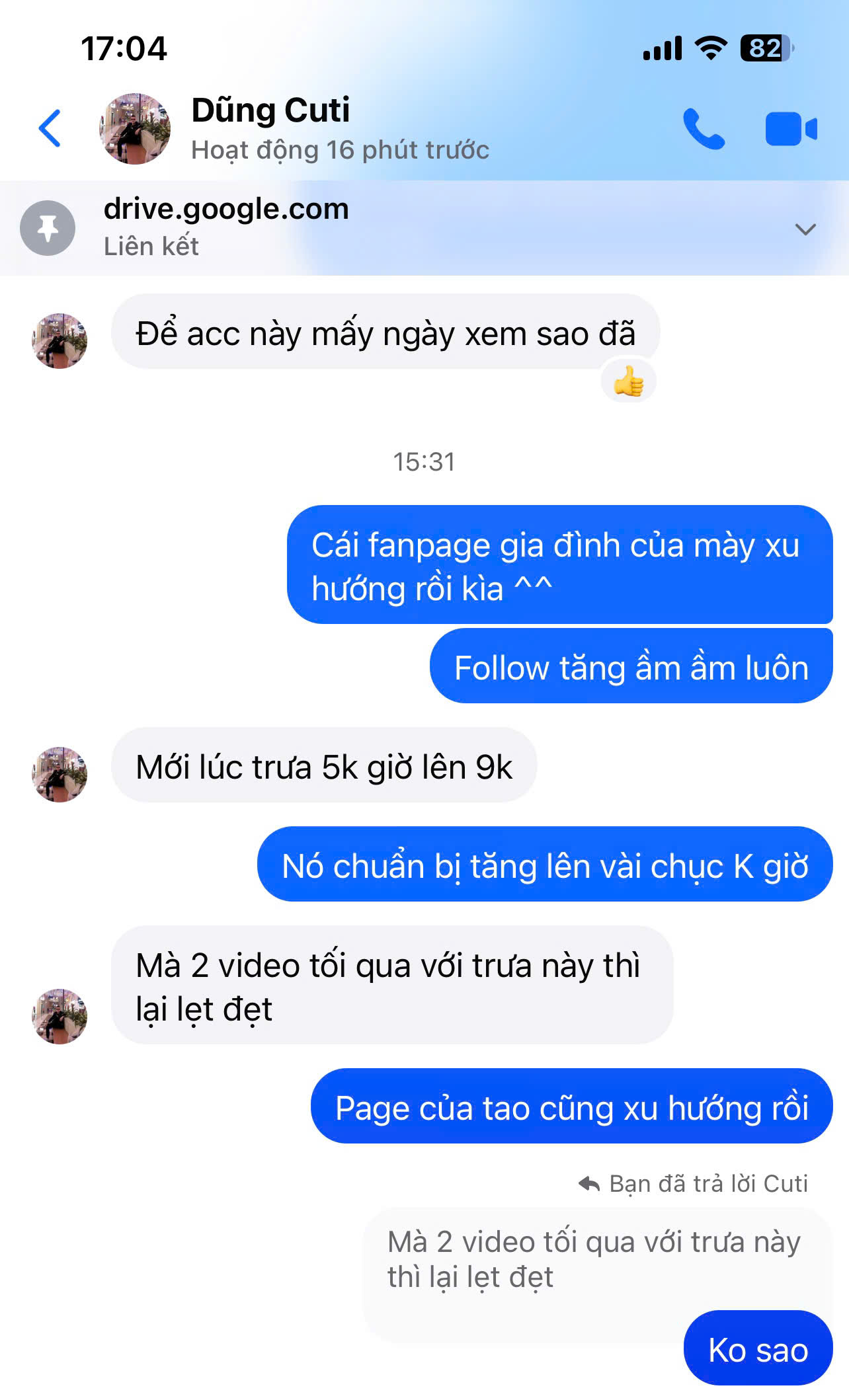 Dũng Cuti - chat 5k lên 9k followers
